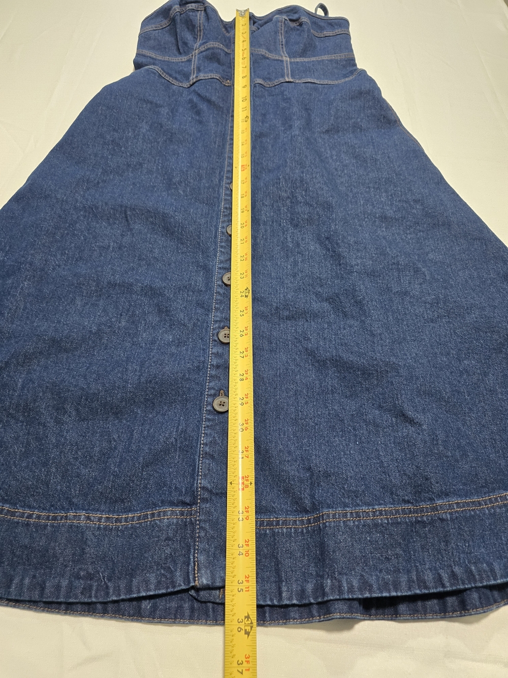 Universal Thread Button-Front Denim Midi Dress in Classic Blue With Pockets Sz M - Picture 10 of 13